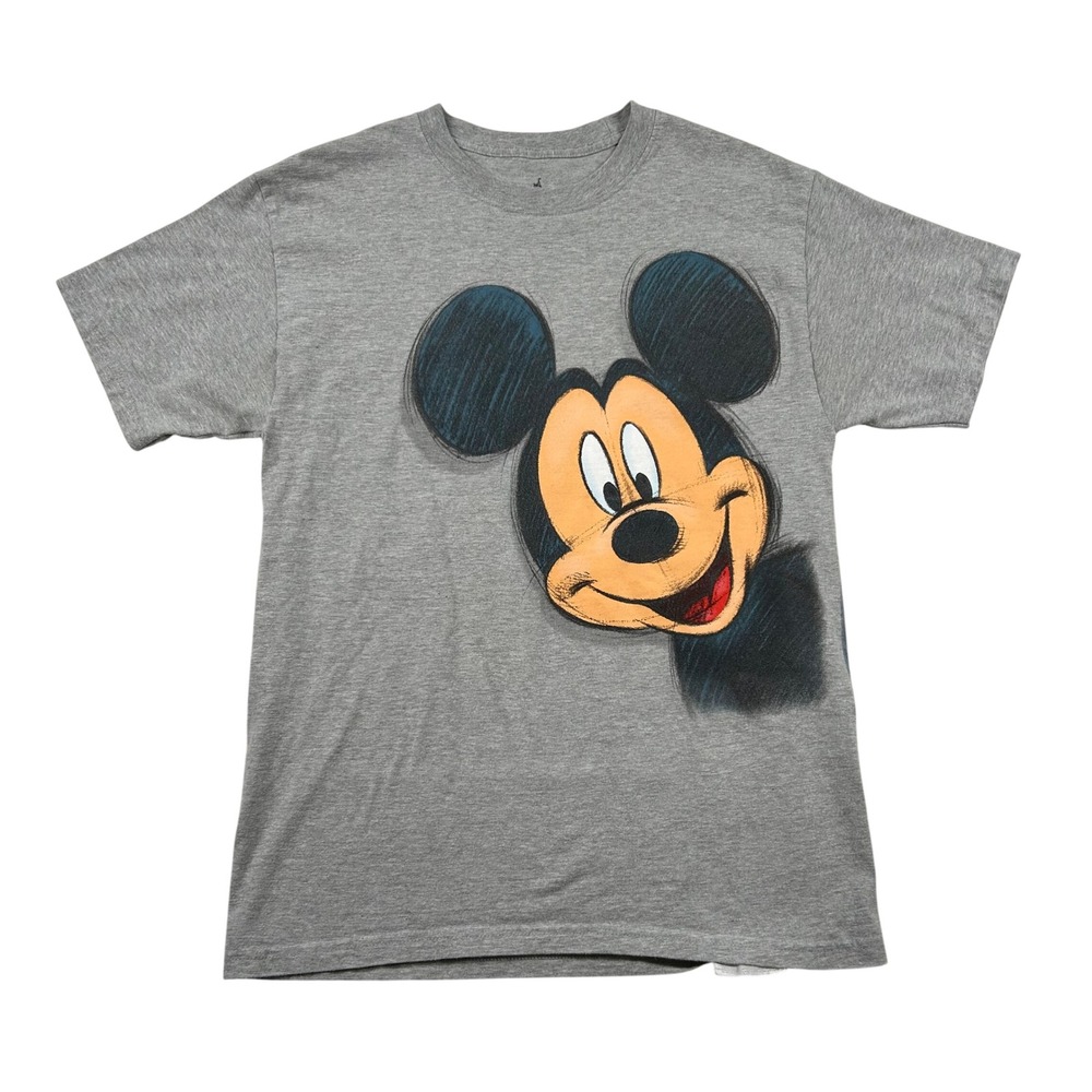 Disneyland Mickey Mouse T-Shirt Mens M Double Sided Sketch Graphic Gray Cartoon